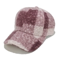 Detail of purple and beige plaid pattern on a fuzzy wool blend baseball cap surface - M(56-58cm) / Purple Beige Plaid (C)