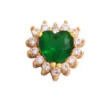 Golden heart charm with emerald green zircon center and halo of white crystals - Green Heart (M641801-Green)