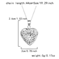 Detailed size chart for silver heart locket pendant necklace with CZ stone - Stainless Steel/Zirconia / Heart Carved with Stone / Silver
