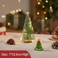 Mini verlichte gevlokte ceder kerstboom ornament voor feestelijke tafeldecoratie - Ceder / 15cm Zonder Licht
