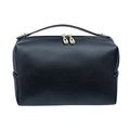 Borsa da trucco portatile in pelle Saffiano nera con cerniere dorate e manico superiore - Grande Stile Borsa / Nero