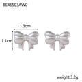 Minimalist silver butterfly bow stud earrings in polished stainless steel for women - BE46503AW0 Silver Micro Bow