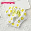 Cotton pet physiological pants with yellow flower print and decorative bow detail - S / Yellow Flower