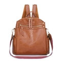 Sac à dos vintage marron pour femme en similicuir avec bandoulière rayée amovible - Marron
