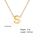 18k gold plated stainless steel initial S necklace with adjustable 45+5cm chain - S