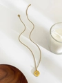Collana minimalista in oro acciaio inossidabile con ciondolo a fiore e cristalli - Rotondo