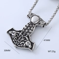 Ciondolo a martello di Thor Mjölnir da uomo in acciaio inossidabile con motivi nordici - Vichingo Vintage Mjolnir (Stile 3)