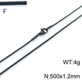 Sleek black stainless steel snake chain necklace 500x1.2mm for minimalist jewelry look - Black 1.2mm Width 50cm Length (KN203588-Z)