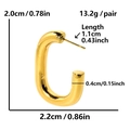 Specifiche dettagliate delle dimensioni degli orecchini a U in acciaio inossidabile - Oro
