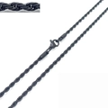 Collana a catena a fune nera in acciaio inossidabile con robusta chiusura a moschettone ed estensione - 2.4mm / Nero / 50cm