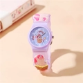 Orologio viola con unicorno per bambini con cinturino in silicone 3D su sfondo arancione - Viola