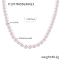 Elegante collana di perle bianche da 1,2 cm con catena regolabile da 40+5 cm - Bianco / 12mm