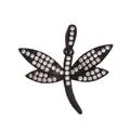 Black plated dragonfly pendant with sparkling white rhinestones and micro-inlay details - Black L352089-Black