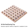 Wooden 36-slot earring display tray with beige velvet lining measuring 29.5x32.5x4cm - 36 Slots / Beige Velvet