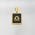 Collier en acier inoxydable 18K avec pendentif signe du zodiaque Balance noir - Balance (Avec Chaîne)