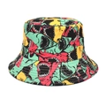 Dettaglio cappello alla pescatora con stampa squalo colorata e tessuto in tela - M(56-58cm) / Graffiti di Squalo Colorato (2#)