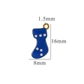 Christmas blue stocking enamel pendant in stainless steel with white polka dots for DIY jewelry - Blue Christmas Sock-White Dots