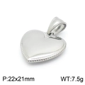 Colgante corazón plateado pulido con bordes texturizados, tamaño 22x21mm y peso 7,5g - Colgante Corazón 3D (KP97917-Z) / Color Acero
