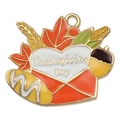 Thanksgiving enamel charm with orange maple leaf, corn, and white heart pendant - 28x29mm Thanksgiving Envelope (20300)