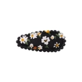 Floral BB hair clip with white daisy print on black fabric for girls and kids - Black Daisy (46)