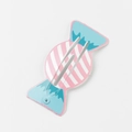 Pink striped candy-shaped metal BB hair clip with blue tips for girls hair styling - Pink White Candy