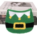 Christmas elf style pet bib in green fleece with white trim and yellow pom poms - Green Christmas Bib