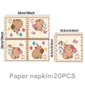 20-piece Capybara cartoon party napkins with birthday cake and balloon patterns - Napkins 20PCS-Capybara