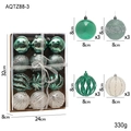 Set van 12 groene en witte kerstballen van 8 cm met glitter en matte afwerkingen - Groen en Wit Set (12 Stuks/Doos)
