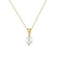 Elegant 925 sterling silver paperclip chain necklace with a white baroque pearl pendant - Paperclip Chain Baroque Pearl Pendant (Gold)