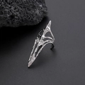 Gothic liquid metal long finger joint ring in silver finish with molten texture - Bright Silver Liquid Metal Armor Style(4410)