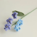 Handmade crochet flower bouquet featuring purple and blue blossoms with green leaf detail - Forget-Me-Not (5-Head Single) / Blue