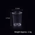 Mini misurino in plastica trasparente 2,7cm per creazioni fai da te e case bambole - Bicchiere dritto senza foro 2.7cm / 2.7cm x 2.1cm / Trasparente