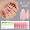 Pink matte soft gel nail tips MS-H012-02 in almond shape, 300 pieces set with storage box - Medium Almond (MS-H012-02) / 300 Pieces/Pack