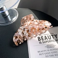 Elegant large acetic acid hair claw clip with pink and brown marble texture design - Pink Coffee 10cm
