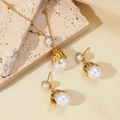 Set collana e orecchini con pendente in perla irregolare vintage in acciaio al titanio - N2968 Perla a Goccia
