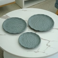 Set of three grey-blue ripple texture decorative trays in small, medium, and large sizes - Gray