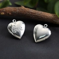 Silver stainless steel heart locket pendant with love engraving for DIY jewelry - LOVE Letter Heart Locket 19.5*22.5mm / Hand Polishing