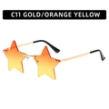 Rimless star-shaped sunglasses with gold frames and orange yellow gradient lenses - Gold Frame Orange Yellow Lens