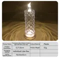 Transparent LED candle lamp with rose texture and diamond cut surface for romantic decor - 6.3*18cm Transparent Rose Large with Base