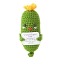 Handmade crochet emotional support pickle plush toy with positive message sign - Pickle with Flower