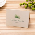 Textured cream greeting card with green palm leaves and 'Wish You A Happy Day' script - Wish You A Happy Day / Single Card
