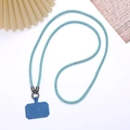 Sparkling blue rhinestone phone lanyard with matching denim patch crossbody strap - Blue