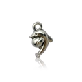 Ciondolo a forma di delfino in metallo argento con corpo sferico per gioielli - Delfino (6×10×15mm)