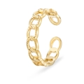 Anillo ajustable de cadena en acero inoxidable chapado en oro con eslabones ovales - Estilo de Eslabón de Cadena Ovalada (SR21062814G)