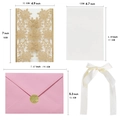 Laser cut snowflake wedding invitation kit with gold glitter cover and envelope set - Gold Set (Cover, Inner Page, Beige Bow, Pink Envelope)