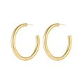 Polished gold hollow C-shaped hoop earrings for women in a minimalist fashion style - Gold Basic Hollow Tube C-Shape Hoop 50mm