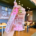 Pink castle quicksand keychain with stars glitter and Happy Moments wrist strap - Pink Luminous Bubble Bead Castle