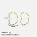 Detalle de los pendientes de aro corazón de acero inoxidable de 43mm con dimensiones - Oro de 18K / 30*43mm