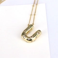 Letter U 18k gold plated bubble pendant necklace with sparkling cubic zirconia stones - Letter U