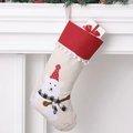 Calza di Natale con ricamo a forma di orso polare e polsino rosso per decorazioni - Stile orso